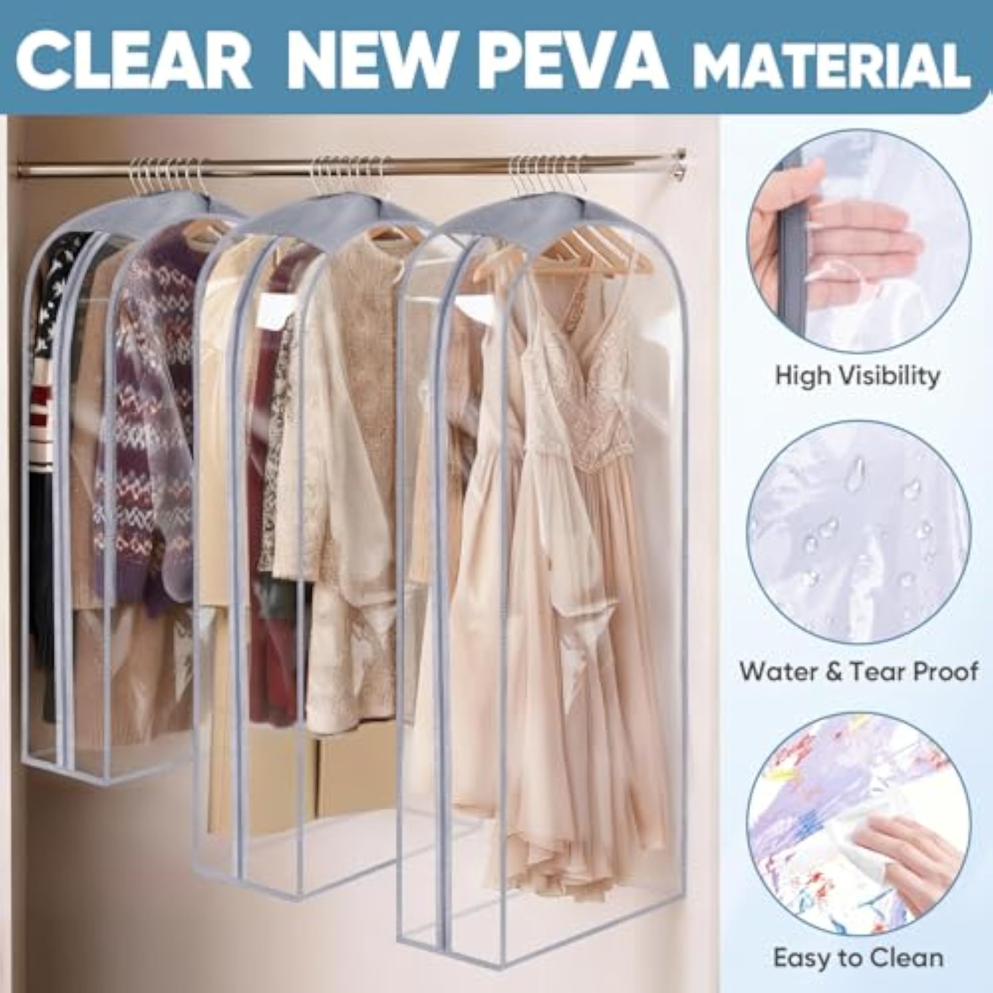 40'' Clear Garment Bags for Closet Storage, 1PK